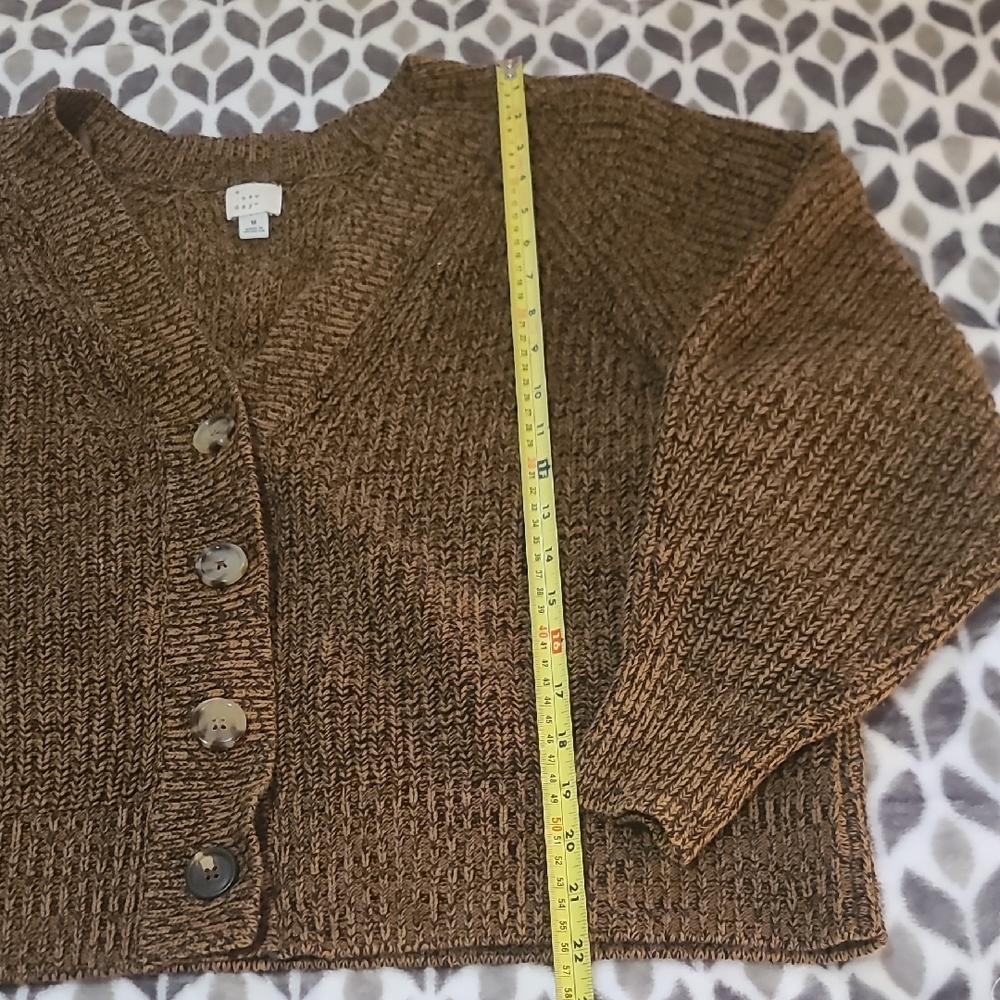 Cropped Oversize Brown Knit Sweater - Picture 3 of 7